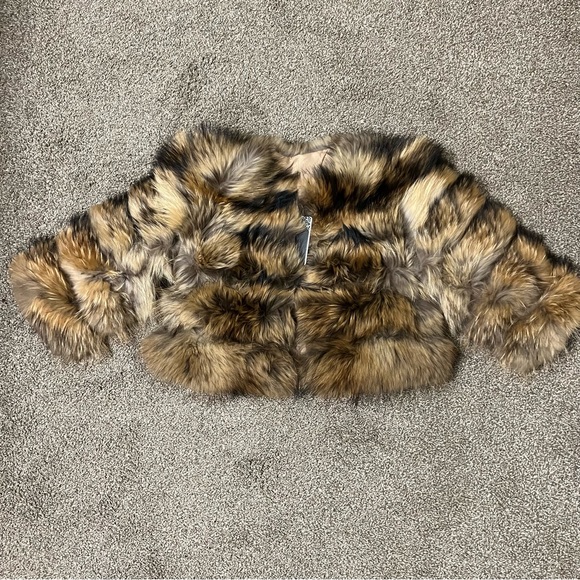 Genuine Raccoon Vest Jacket Crop Jacket Puffer Bomber Fur Coat Trench Long Sleev - Picture 10 of 15